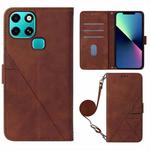 For Infinix Smart 6 Crossbody 3D Embossed Flip Leather Phone Case(Brown)