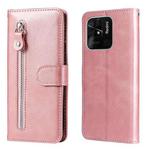 For Xiaomi Redmi 10C 4G / Redmi 10 India Fashion Calf Texture Zipper Horizontal Flip Leather Case(Rose Gold)