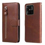 For Xiaomi Redmi 10C 4G / Redmi 10 India Fashion Calf Texture Zipper Horizontal Flip Leather Case(Brown)