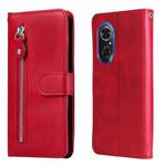 For Honor 50 SE / Huawei Nova 9 SE Fashion Calf Texture Zipper Horizontal Flip Leather Case(Red)