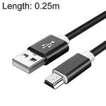 5 PCS Mini USB to USB A Woven Data / Charge Cable for MP3, Camera, Car DVR, Length:0.25m(Black)