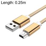 5 PCS Mini USB to USB A Woven Data / Charge Cable for MP3, Camera, Car DVR, Length:0.25m(Gold)