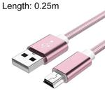 5 PCS Mini USB to USB A Woven Data / Charge Cable for MP3, Camera, Car DVR, Length:0.25m(Rose Gold)