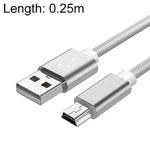 5 PCS Mini USB to USB A Woven Data / Charge Cable for MP3, Camera, Car DVR, Length:0.25m(Silver)