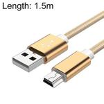 5 PCS Mini USB to USB A Woven Data / Charge Cable for MP3, Camera, Car DVR, Length:1.5m(Gold)