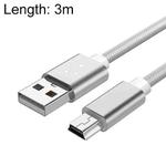 5 PCS Mini USB to USB A Woven Data / Charge Cable for MP3, Camera, Car DVR, Length:3m(Silver)