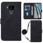 For Nokia C30 Crossbody 3D Embossed Flip Leather Phone Case(Black)