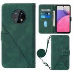 For Nokia G50 Crossbody 3D Embossed Flip Leather Phone Case(Dark Green)