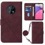 For Nokia G50 Crossbody 3D Embossed Flip Leather Phone Case(Wine Red)