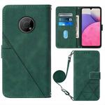 For Nokia G300 Crossbody 3D Embossed Flip Leather Phone Case(Dark Green)