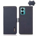 For Xiaomi Redmi Note 11E / Redmi 10 5G KHAZNEH Side-Magnetic Litchi Genuine Leather RFID Phone Case(Blue)