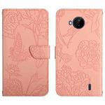 For Nokia C20 Plus Skin Feel Butterfly Peony Embossed Leather Phone Case(Pink)