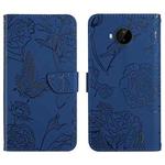 For Nokia C20 Plus Skin Feel Butterfly Peony Embossed Leather Phone Case(Blue)