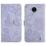 For Nokia C30 Skin Feel Butterfly Peony Embossed Leather Phone Case(Purple)