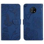 For Nokia G50 5G Skin Feel Butterfly Peony Embossed Leather Phone Case(Blue)