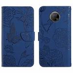 For Nokia G300 Skin Feel Butterfly Peony Embossed Leather Phone Case(Blue)