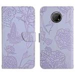 For Nokia G300 Skin Feel Butterfly Peony Embossed Leather Phone Case(Purple)