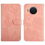 For Nokia X20 Skin Feel Butterfly Peony Embossed Leather Phone Case(Pink)