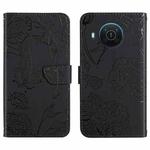 For Nokia X20 Skin Feel Butterfly Peony Embossed Leather Phone Case(Black)