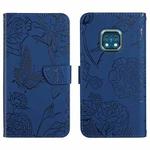 For Nokia XR20 Skin Feel Butterfly Peony Embossed Leather Phone Case(Blue)