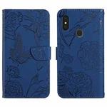 For Gigaset GS3 Skin Feel Butterfly Peony Embossed Leather Phone Case(Blue)