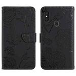 For Gigaset GS3 Skin Feel Butterfly Peony Embossed Leather Phone Case(Black)