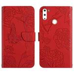 For Gigaset GS4 Skin Feel Butterfly Peony Embossed Leather Phone Case(Red)