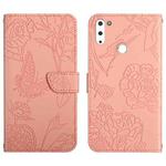 For Gigaset GS4 Skin Feel Butterfly Peony Embossed Leather Phone Case(Pink)