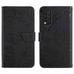 For T-Mobile Revvl V+ 5G Skin Feel Butterfly Peony Embossed Leather Phone Case(Black)