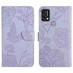 For Umidigi A7 Pro Skin Feel Butterfly Peony Embossed Leather Phone Case(Purple)