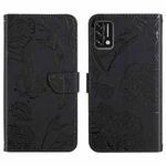 For Umidigi A7s Skin Feel Butterfly Peony Embossed Leather Phone Case(Black)