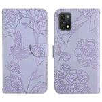 For Umidigi A11 Skin Feel Butterfly Peony Embossed Leather Phone Case(Purple)