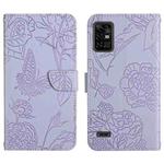 For Umidigi Bison Pro Skin Feel Butterfly Peony Embossed Leather Phone Case(Purple)