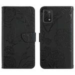 For Umidigi Power 5 Skin Feel Butterfly Peony Embossed Leather Phone Case(Black)