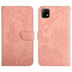 For Wiko T3 Skin Feel Butterfly Peony Embossed Leather Phone Case(Pink)