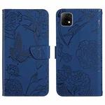 For Wiko T3 Skin Feel Butterfly Peony Embossed Leather Phone Case(Blue)