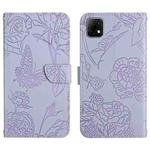 For Wiko T3 Skin Feel Butterfly Peony Embossed Leather Phone Case(Purple)