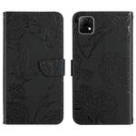For Wiko T3 Skin Feel Butterfly Peony Embossed Leather Phone Case(Black)