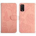 For Wiko Power U10 / U20 Skin Feel Butterfly Peony Embossed Leather Phone Case(Pink)