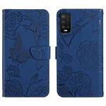 For Wiko Power U10 / U20 Skin Feel Butterfly Peony Embossed Leather Phone Case(Blue)