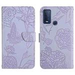 For Wiko Power U30 Skin Feel Butterfly Peony Embossed Leather Phone Case(Purple)