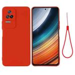 For Xiaomi Redmi K40S Pure Color Liquid Silicone Shockproof Phone Case(Red)