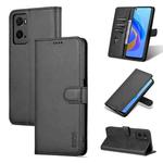 For OPPO A36 4G/A76 4G(Global) AZNS Skin Feel Calf Texture Horizontal Flip Leather Phone Case(Black)