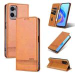 For OPPO A36 4G/A76 4G(Global) AZNS Magnetic Calf Texture Flip Leather Phone Case(Light Brown)