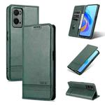 For OPPO A36 4G/A76 4G(Global) AZNS Magnetic Calf Texture Flip Leather Phone Case(Dark Green)