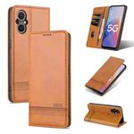 For OPPO A96 5G/Reno7 Z 5G(Global) AZNS Magnetic Calf Texture Flip Leather Phone Case(Light Brown)