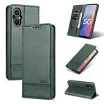 For OPPO A96 5G/Reno7 Z 5G(Global) AZNS Magnetic Calf Texture Flip Leather Phone Case(Dark Green)