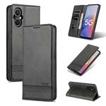 For OPPO A96 5G/Reno7 Z 5G(Global) AZNS Magnetic Calf Texture Flip Leather Phone Case(Black)