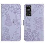 For ZTE Axon 30 5G Skin Feel Butterfly Peony Embossed Leather Phone Case(Purple)