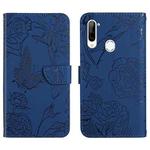 For ZTE Libero 5G Skin Feel Butterfly Peony Embossed Leather Phone Case(Blue)